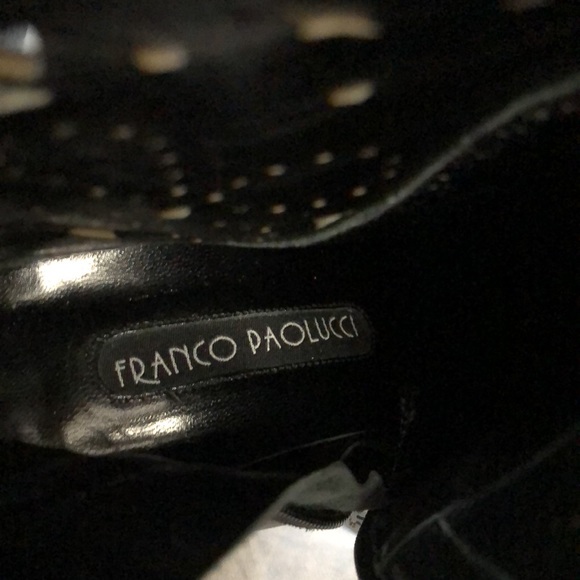 Vero Cuoio Franco Paolucci Black Italian Leather Filigree Cut Out Heeled Boots - Picture 8 of 9